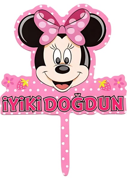 Mini Mouse Temalı Karton Pasta Süsü