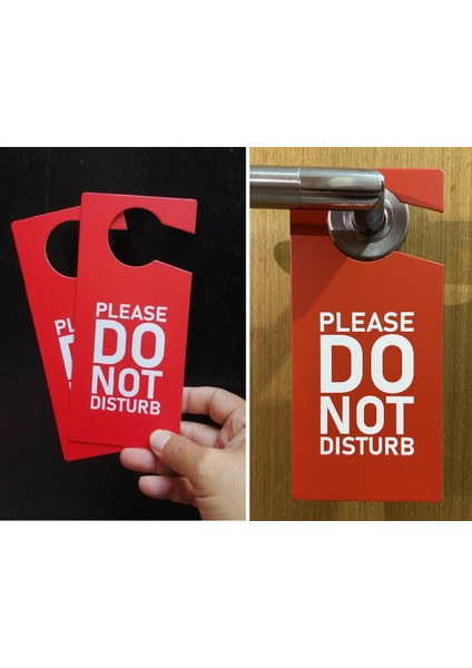 Dont Disturb - ( 2 Adet )Lütfen Rahatsız Etmeyin - Kapı Askı Uyarı Levha - Don't Disturb