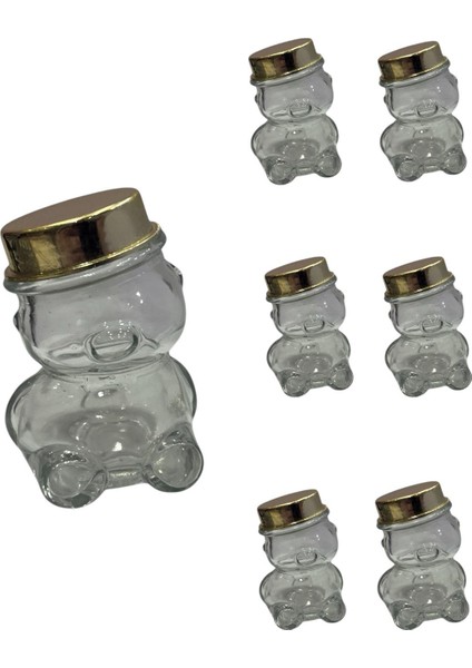 Sevimli Ayıcık Tasarımlı Minik Cam Kavanoz 6'lı – Bebek, Nikah, Nişan Hediyeliği Gold Kapak fiyatları