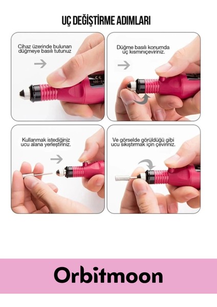 Profesyonel Seri 9V Elektrikli 6 Başlıklı Bakım Törpü Tırnak Ayak Nasır Mantar Manikür Pedikür Seti