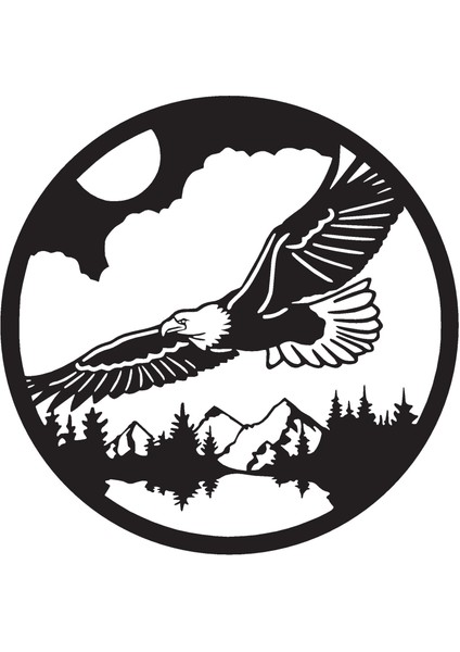 Kartal ve Doğa Duvar Dekor Sticker 45 x 45 cm
