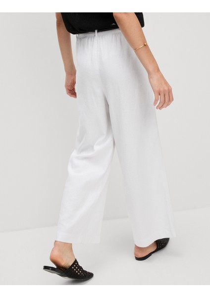 Keten Karışımlı Geniş Paça Pantolon