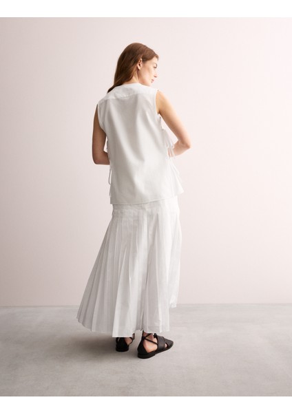 Saf Pamuklu Yandan Bağlamalı Bluz