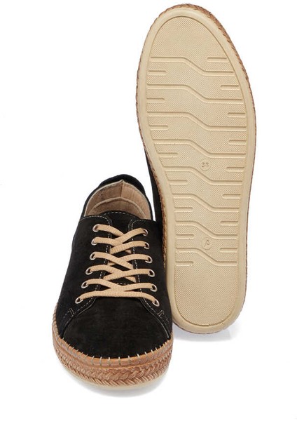 Siyah Hakiki Süet Deri Kadın Espadril - K24I1AY67226-A01