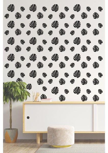 Yapraklı Özel Yeni Sticker, Tropikal Duvar Özel Yeni Sticker, Dekoratif Duvar Yapıştırma, 3 Farklı Çeşit Siyah