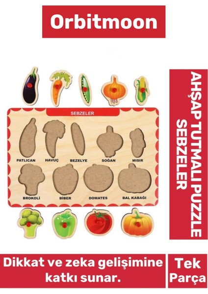 Premium Üretim Zeka Geliştirici Eğitici Öğretici Ebeveyn Çocuk Sebzeler Ahşap Tutmalı Puzzle