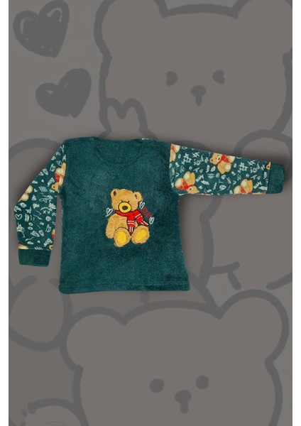Kız Çocuk Ayıcık Desenli Göz Bantlı Peluş Polar Pijama Takımı fiyatları