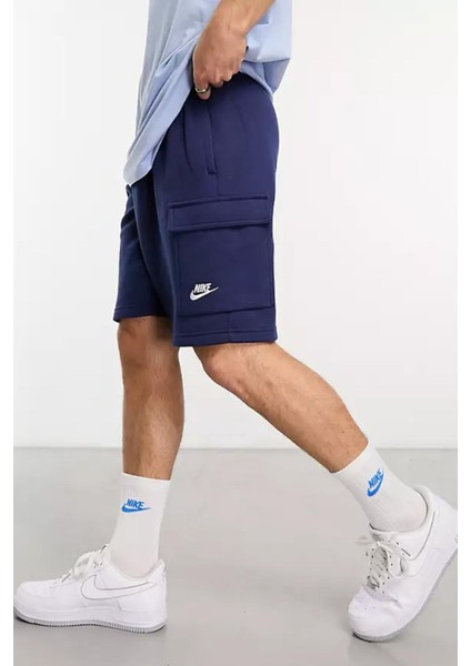 Sportswear Clup Fleece Erkek Lacivert Kargo Cepli Şort fiyatları