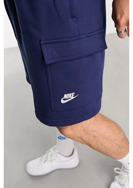 Sportswear Clup Fleece Erkek Lacivert Kargo Cepli Şort modelleri