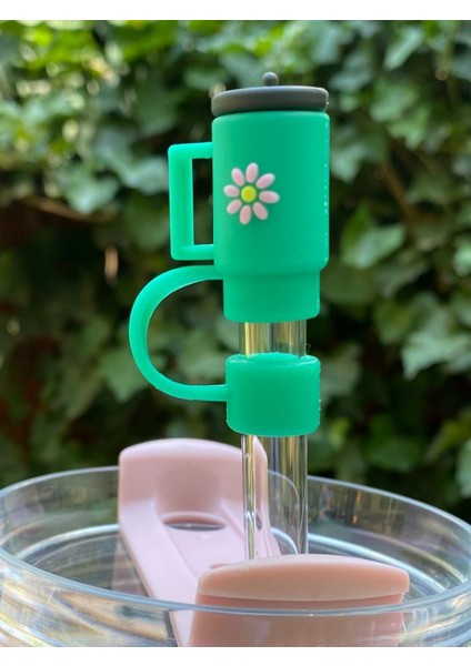 1 Adet Renkli 10 mm Için Pipet Tıpası Çiçekli Pipet Kapağı Quencher Pipet Tıpası 40 Oz ve 30 Oz Uyumlu