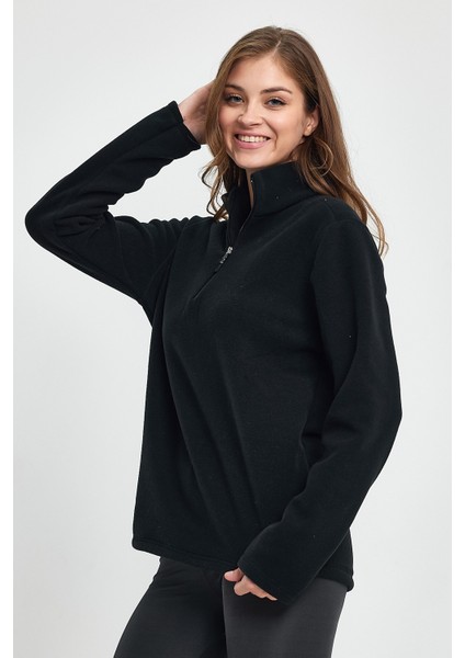 Süperlife Kadın Rahat Kalıp Softech Polar Yarım Fermuarlı Sweatshırt SPR24PWK20