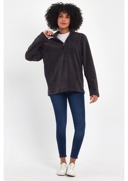 Süperlife Kadın Rahat Kalıp Softech Polar Yarım Fermuarlı Sweatshırt SPR24PWK20 fırsatları