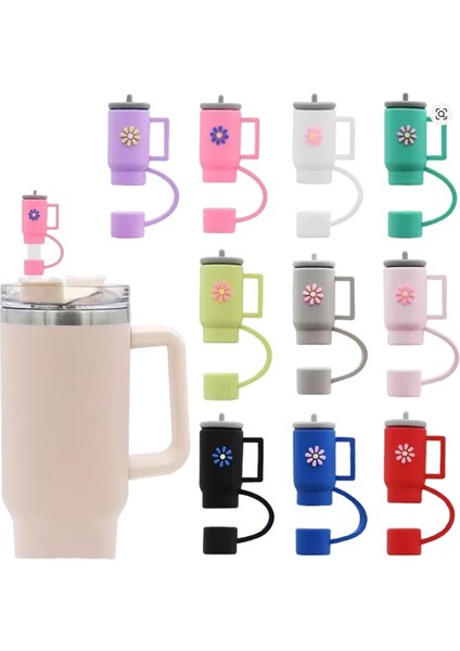 1 Adet Renkli 10 mm Için Pipet Tıpası Çiçekli Pipet Kapağı Quencher Pipet Tıpası 40 Oz ve 30 Oz Uyumlu indirimleri