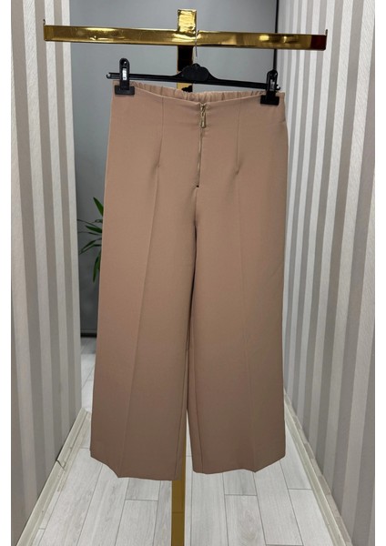 Queen Kısa Geniş Paça Pantolon Camel 5565