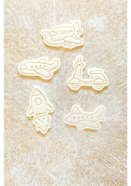 Uçak Roket ve Scooter Kurabiye Kalıbı 5’li Set – Şeker Hamuru Oyun Hamuru Kalıbı fiyatları