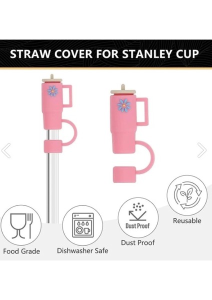 1 Adet Renkli 10 mm Için Pipet Tıpası Çiçekli Pipet Kapağı Quencher Pipet Tıpası 40 Oz ve 30 Oz Uyumlu fırsatları