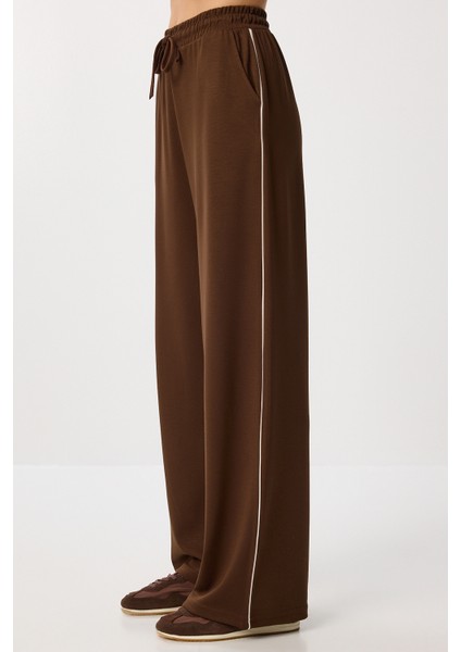 Kontrast Şeritli Modal Alt-Üst Takım LBY0012 Kahverengi fırsatları