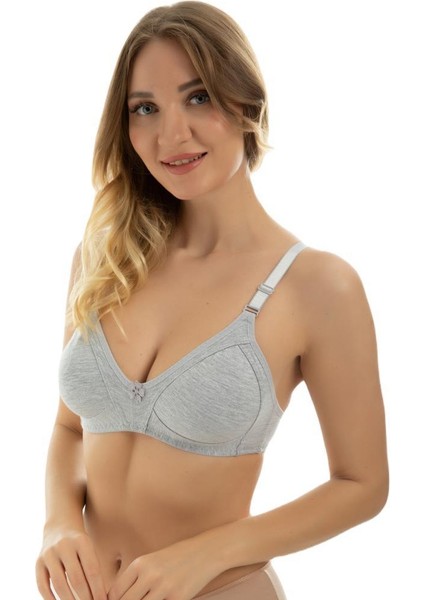 % 100 Pamuk Penye Telsiz Toparlayıcı ( Balensiz Minimizer ) Gri Sütyen EBRG1001