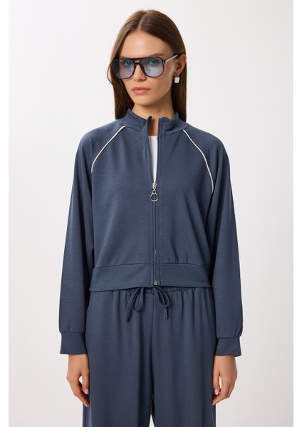 Kontrast Şeritli Modal Alt-Üst Takım LBY0012 Füme modelleri