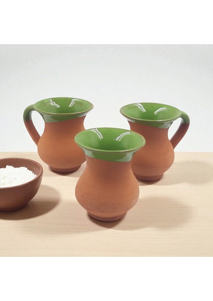 Kırmızı Toprak Sırlı El Yapımı Kupa Bardak | Büyük Meşrubat Bardağı