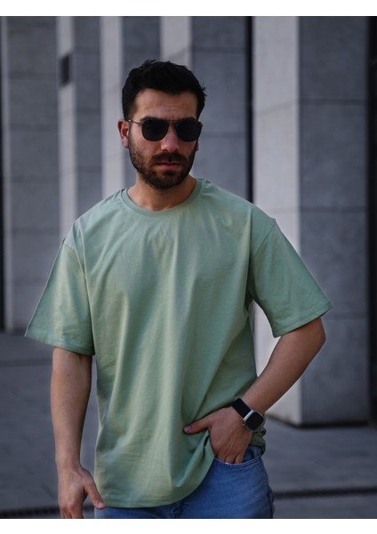 Basic Su Yeşili Oversize T-Shirt modelleri