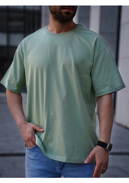 Basic Su Yeşili Oversize T-Shirt fırsatları