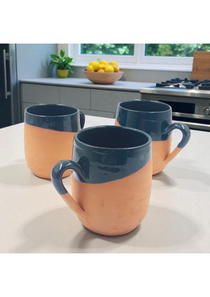 Kırmızı Toprak Sırlı El Yapımı Kupa Bardak | Büyük Meşrubat Bardağı modelleri