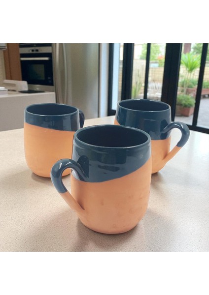 Kırmızı Toprak Sırlı El Yapımı Kupa Bardak | Büyük Meşrubat Bardağı fırsatları