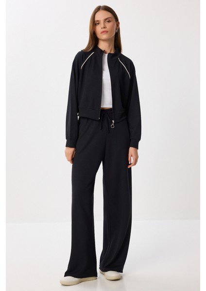 Kontrast Şeritli Modal Alt-Üst Takım LBY0012 Siyah fiyatları