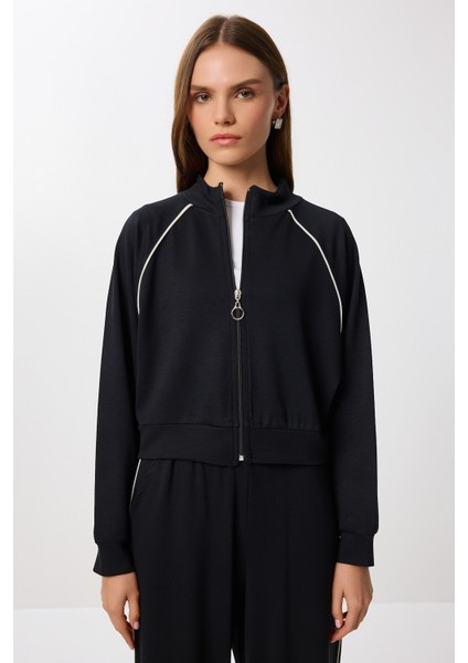 Kontrast Şeritli Modal Alt-Üst Takım LBY0012 Siyah modelleri