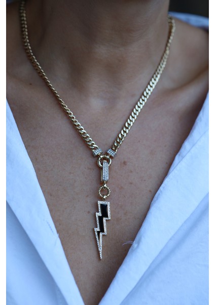 14 Ayar Altın Ema Halat ve Taş Dokulu Mineli Şimşek Kolye Ucu fiyatları