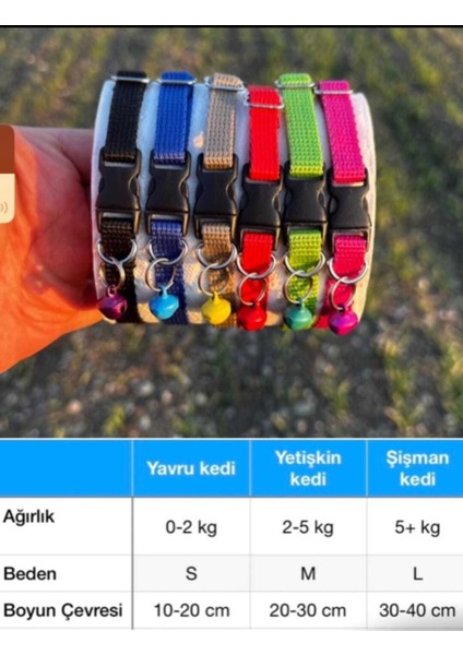 Kedi Boyun Tasması Zilli - Ayarlanabilir - 6 Renk Seçeneği 1 Adet Fiyatıdır