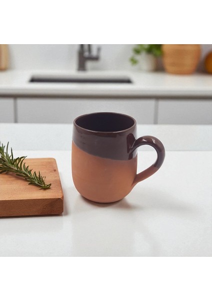 Kırmızı Toprak Sırlı El Yapımı Kupa Bardak | Büyük Meşrubat Bardağı fırsatları