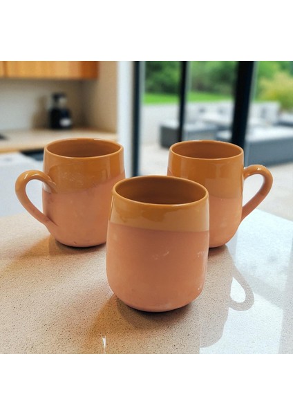 Kırmızı Toprak Sırlı El Yapımı Kupa Bardak | Büyük Meşrubat Bardağı