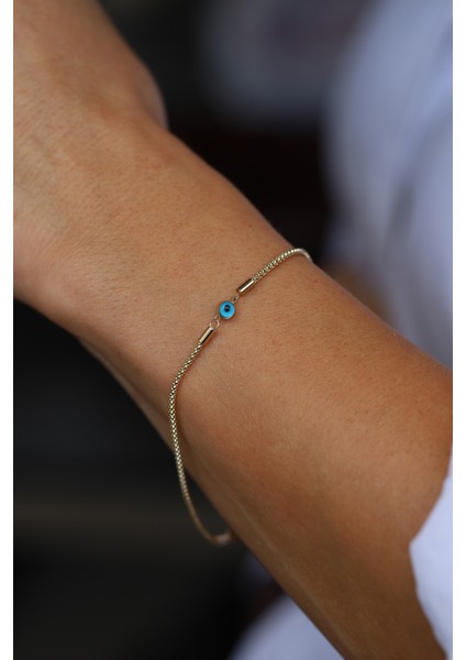 14 Ayar Altın Göz Boncuklu Popcorn Zincir Bileklik fiyatları