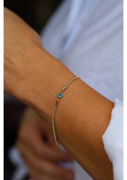 14 Ayar Altın Göz Boncuklu Popcorn Zincir Bileklik fırsatları