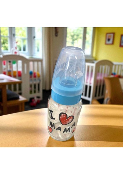 Mavi 125ML Cam Biberon Çocuk ve Bebekler Için Su ve Süt Bardağı