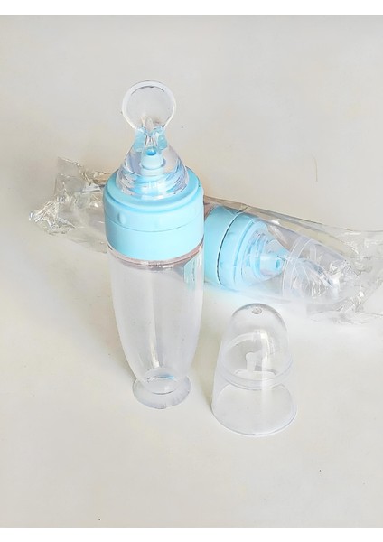 Mavi Sıkma Silikon Hazneli Kaşıklı Bebek Biberonu 90 ml fiyatları