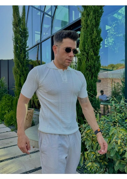 Polo Yakat-Shirt Beyaz Renk