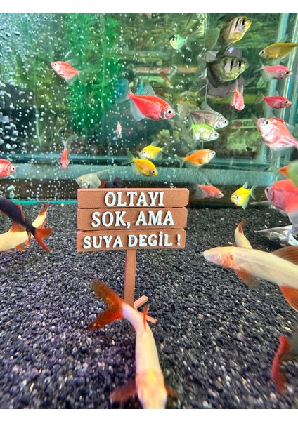 Oltayı Sok Ama Suya Değil! Akvaryum Dekor – 6x5 Cm, Mini Tabela Modeli fırsatları