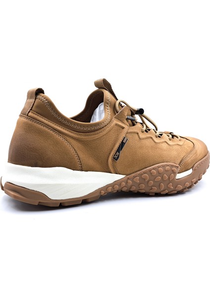 G25K537 Hafif ve Esnek Tasarım Hakiki Nubuk Deri Lastik Bağcıklı Erkek Camel Günlük Ayakkabı indirimleri