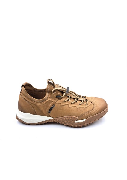 G25K537 Hafif ve Esnek Tasarım Hakiki Nubuk Deri Lastik Bağcıklı Erkek Camel Günlük Ayakkabı