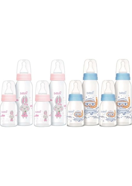 Şeffaf ve Renkli 4'lü Bebek Biberon Seti, 250ML ve 125ML Seçenekleriyle