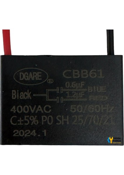 Vantilatörü Kondansatör 3 Kablolu (0.6µf ve 1.2µf Kapasitans) fiyatları