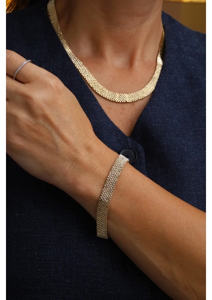 14 Ayar Altın Ince Örgü Hasır Set modelleri