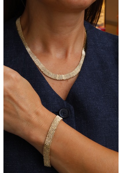 14 Ayar Altın Ince Örgü Hasır Set indirimleri