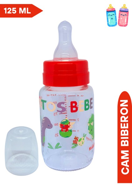 Desenli Kırmızı Cam Biberon, 125 Ml, Sağlıklı ve Şık Tasarım fiyatları
