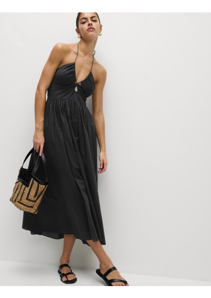 Pamuklu Halter Yaka Midaksi Plaj Elbisesi