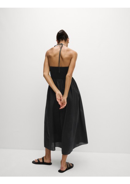 Pamuklu Halter Yaka Midaksi Plaj Elbisesi