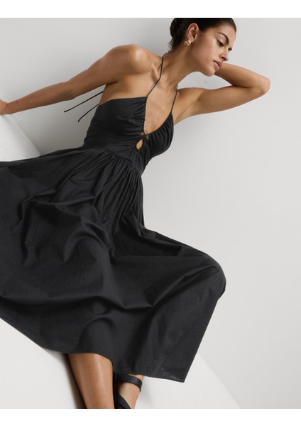 Pamuklu Halter Yaka Midaksi Plaj Elbisesi